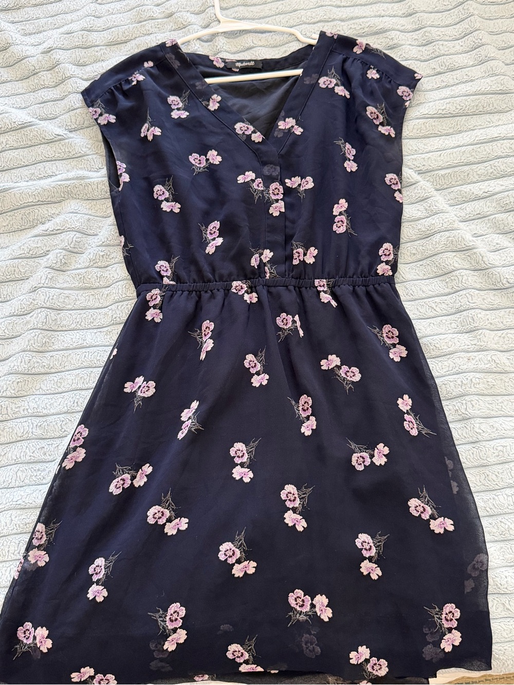 Navy Floral Summer Dress with Lilac Blossoms